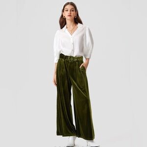 NWT Cider Wide Leg Velvet Pants with Belt